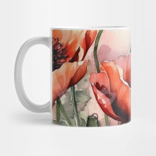 Watercolor flowers poppies Mug